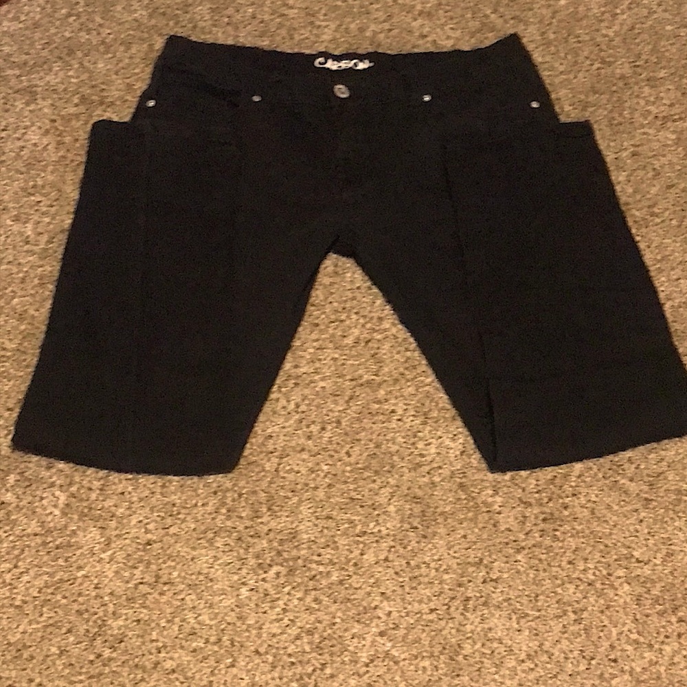 Carbon Mens Black Skinny Jeans 34x32, 70% Cotton 27% Polyester 3% Spandex